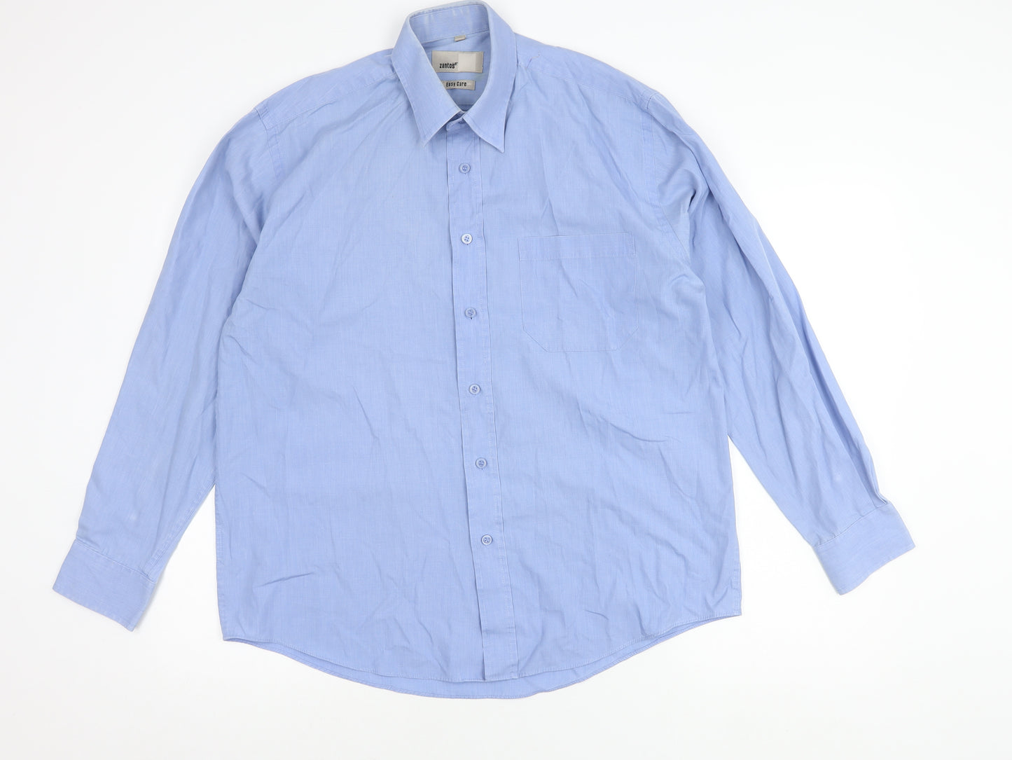 Zantos Men's Blue Long Sleeve Button-Up Shirt