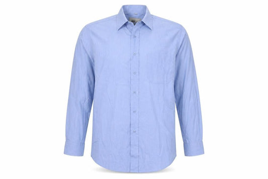 Front view of Zantos Men's Blue Long Sleeve Button-Up Shirt