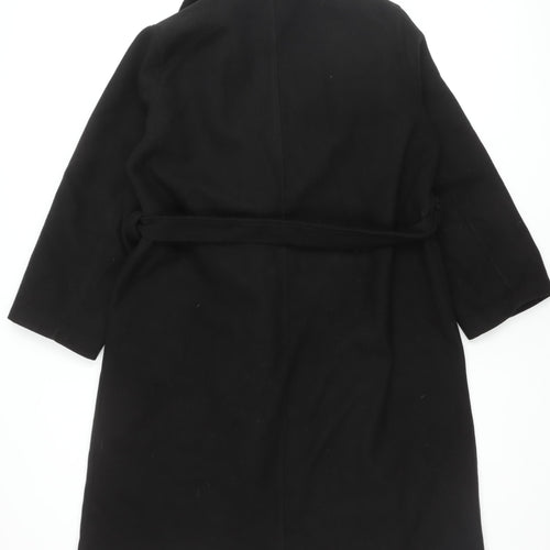 Boohoo Women's Black Overcoat Size 14 Belted