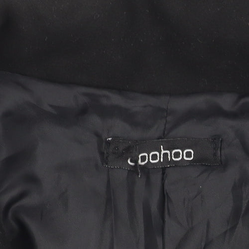 Boohoo Women's Black Overcoat Size 14 Belted