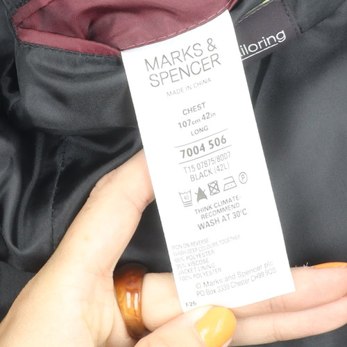 Marks and Spencer Men's Black Long Suit Jacket 42L