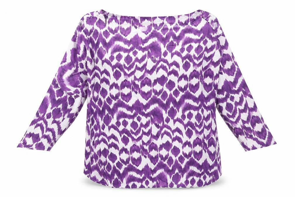 Front view of JD Williams Women's Purple Geometric Top, size 18