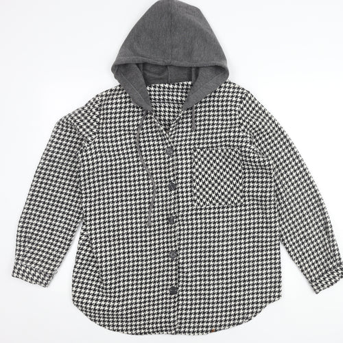 Tarzz Women's Black White Hooded Jacket Size 14