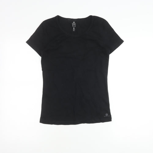 Domyos Women's Black Cotton T-Shirt, Short Sleeve, M