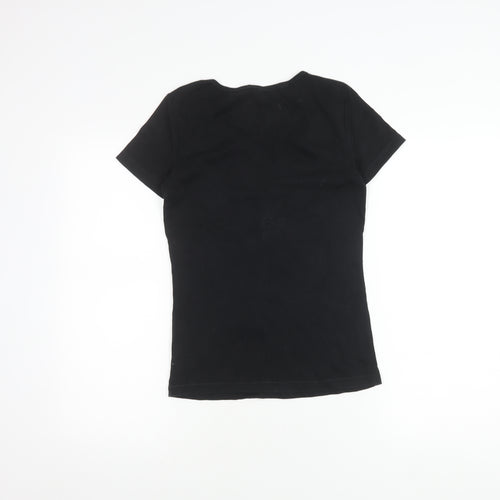 Domyos Women's Black Cotton T-Shirt, Short Sleeve, M