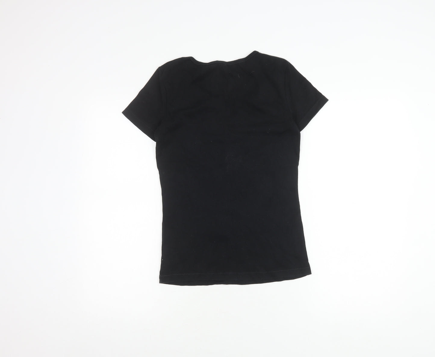 Domyos Women's Black Cotton T-Shirt, Short Sleeve, M