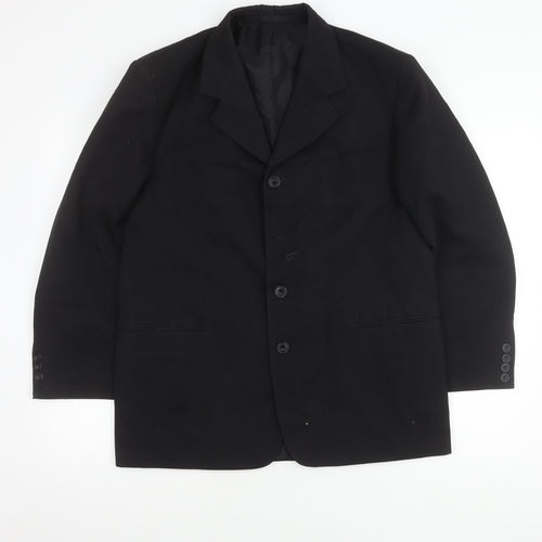 Vittoria Men's Black Blazer, 40 S, Wool Blend, Formal