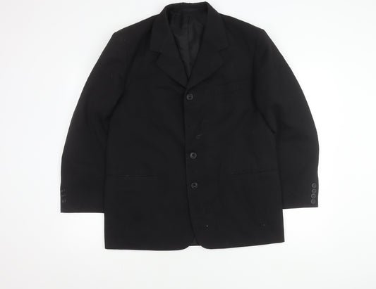 Vittoria Men's Black Blazer, 40 S, Wool Blend, Formal