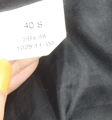 Vittoria Men's Black Blazer, 40 S, Wool Blend, Formal