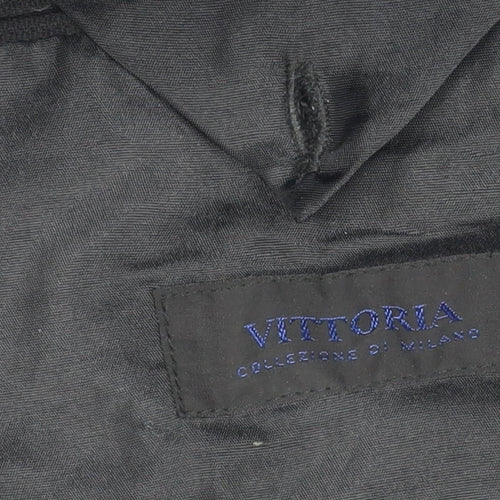 Vittoria Men's Black Blazer, 40 S, Wool Blend, Formal