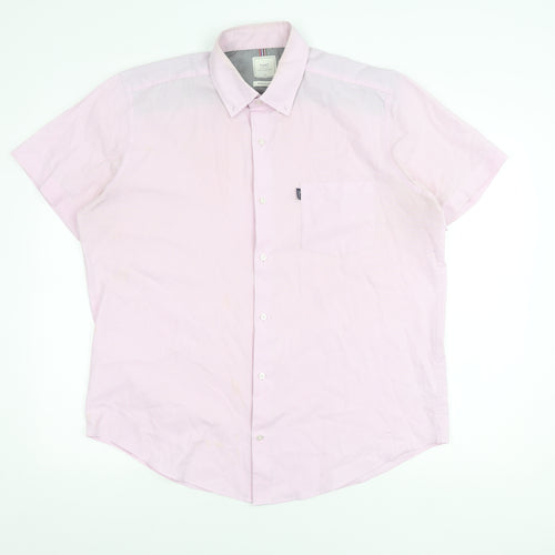 Next Men's Pink Regular Fit Short Sleeve Shirt XL