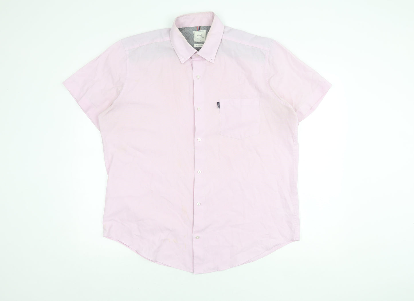 Next Men's Pink Regular Fit Short Sleeve Shirt XL