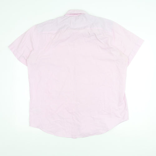 Next Men's Pink Regular Fit Short Sleeve Shirt XL