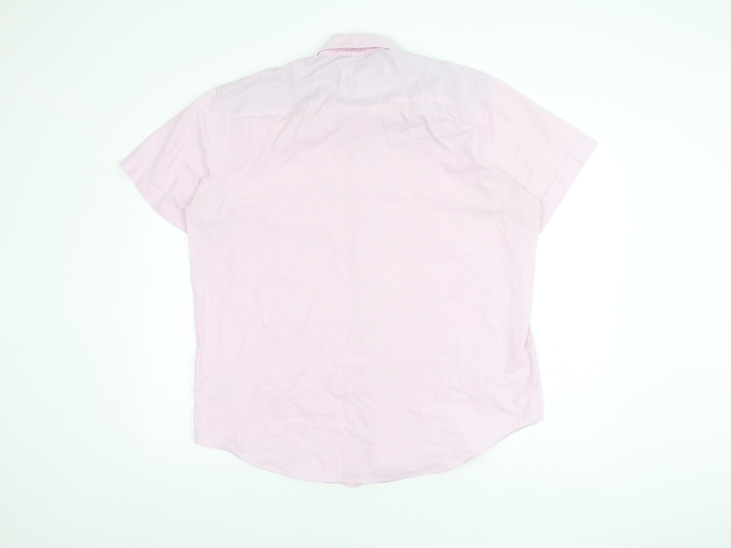 Next Men's Pink Regular Fit Short Sleeve Shirt XL
