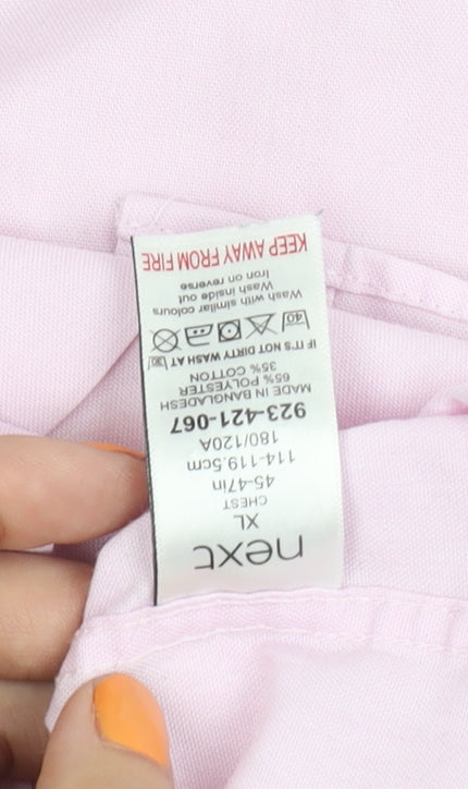 Next Men's Pink Regular Fit Short Sleeve Shirt XL