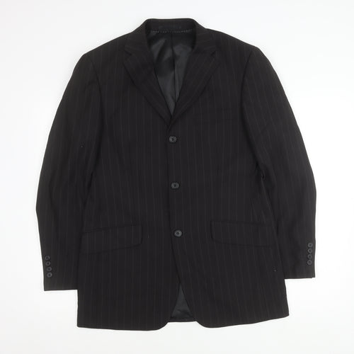 Milan Collection Men's Black Striped Suit Jacket 38