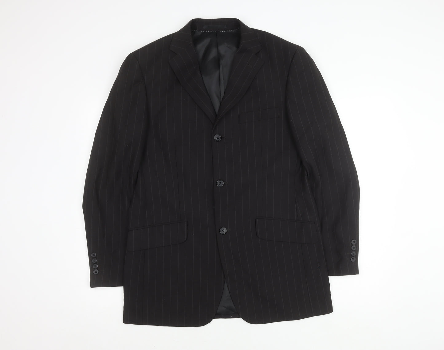 Milan Collection Men's Black Striped Suit Jacket 38