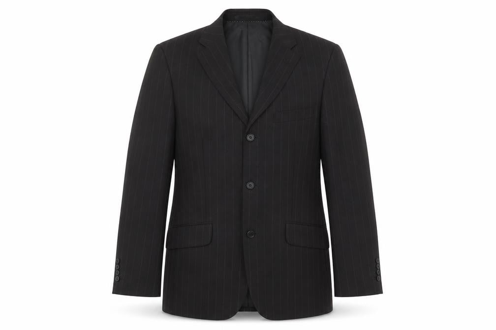 Front view of Milan Collection Men's Black Striped Suit Jacket 38