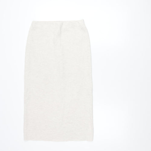 Zara Women's Ivory Pencil Skirt, Size 10, Polyester Cotton