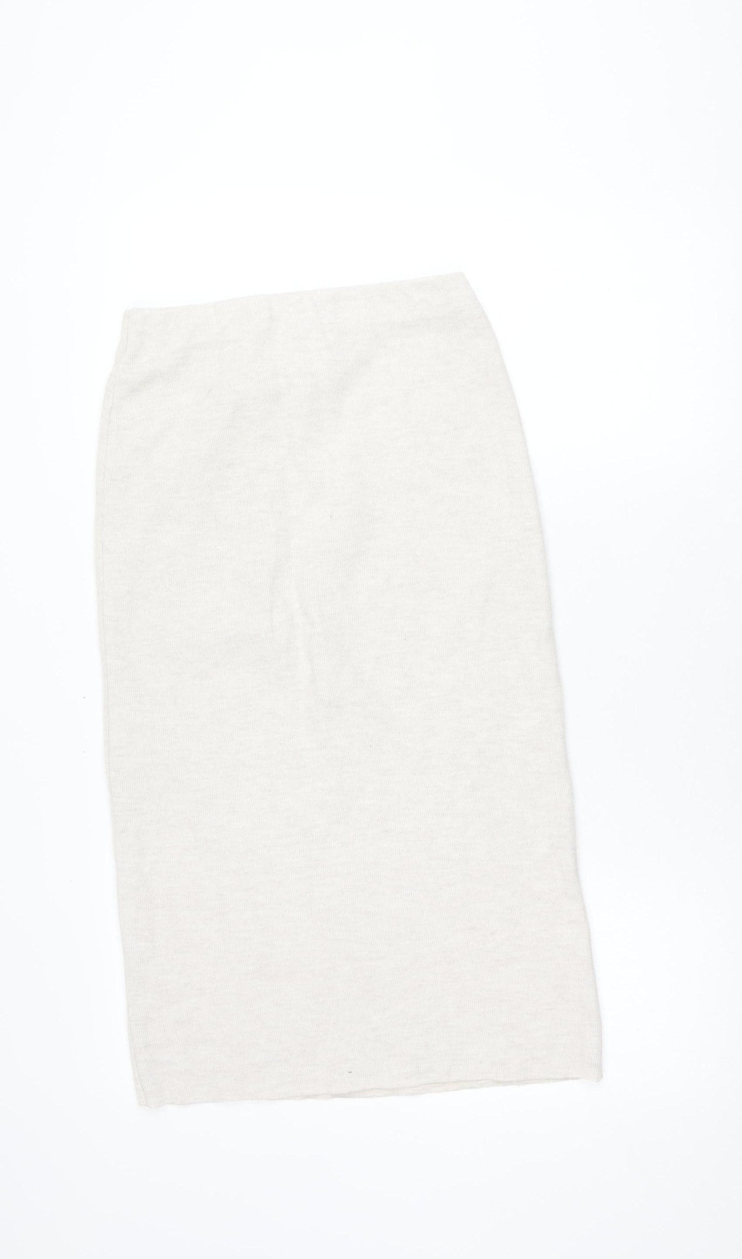 Zara Women's Ivory Pencil Skirt, Size 10, Polyester Cotton