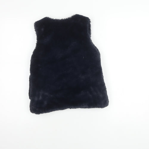 Marks and Spencer Girls Navy Faux Fur Waistcoat 8-9 Years