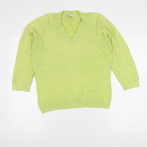 CC Women's Green Cable-Knit L Pullover Jumper