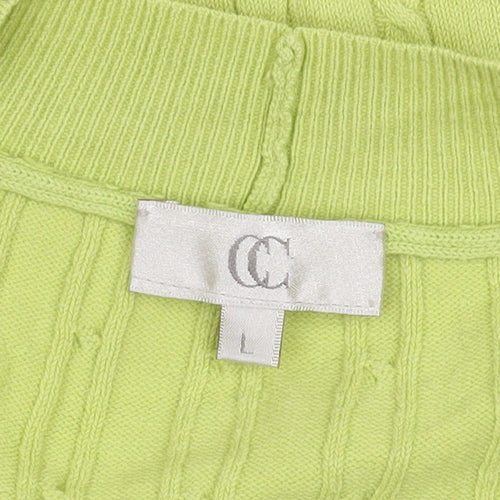 CC Women's Green Cable-Knit L Pullover Jumper