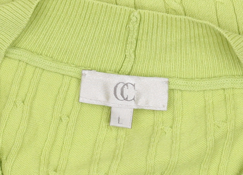 CC Women's Green Cable-Knit L Pullover Jumper