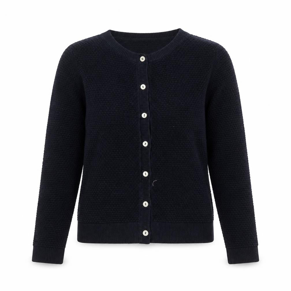 Front view of Delicate Love Women's Black Cardigan, M, Cotton Knit
