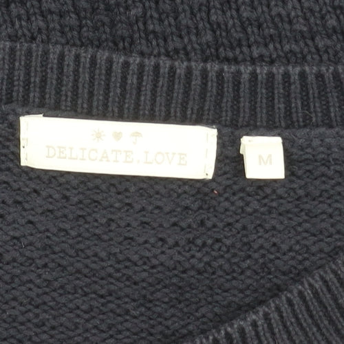 Delicate Love Women's Black Cardigan, M, Cotton Knit