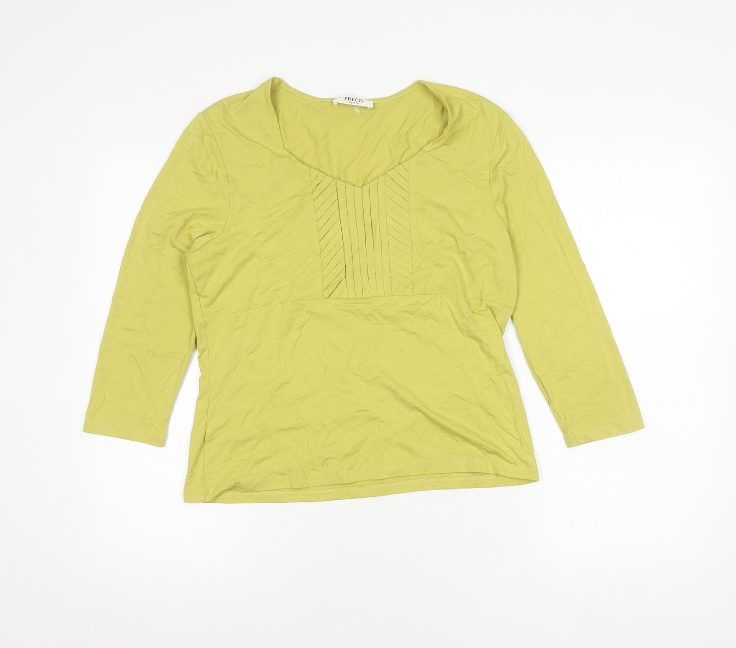 Precis Green 3/4 Sleeve V-Neck Women's Top M