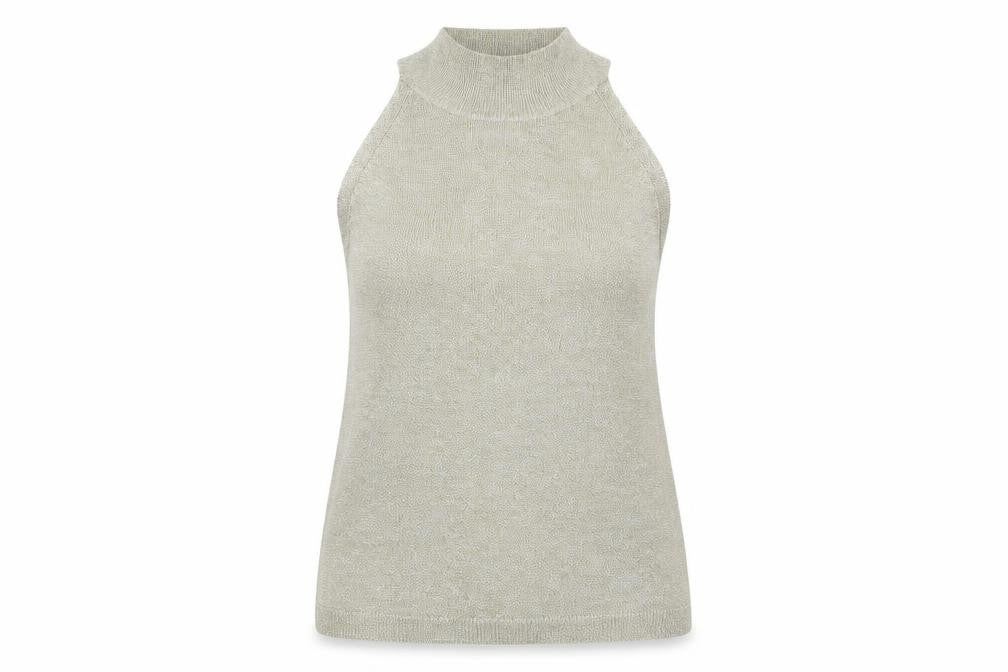 Mango Women's Beige Mock Neck Tank in Size 14