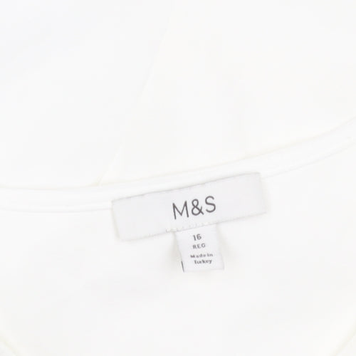 Marks and Spencer Women's White Blouse, Size 16