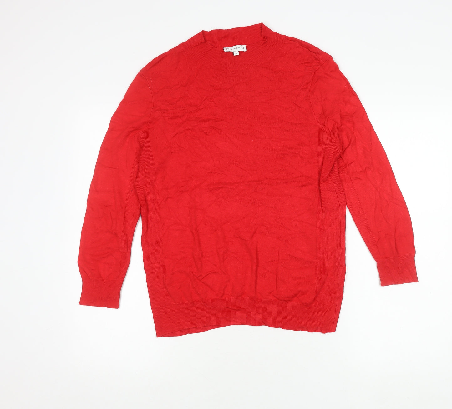 Warehouse Women's Red Round Neck Jumper Size 12