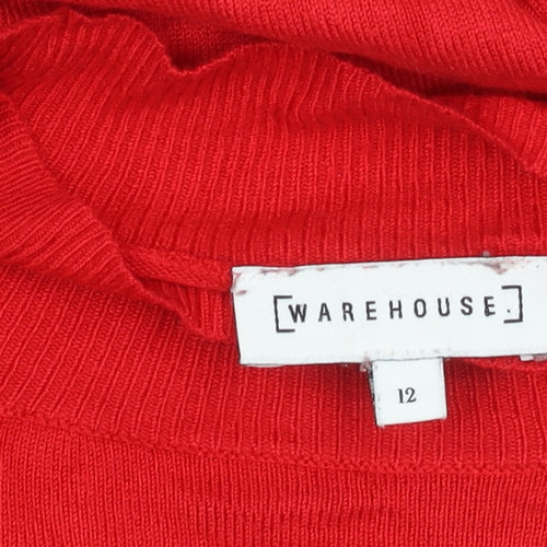 Warehouse Women's Red Round Neck Jumper Size 12