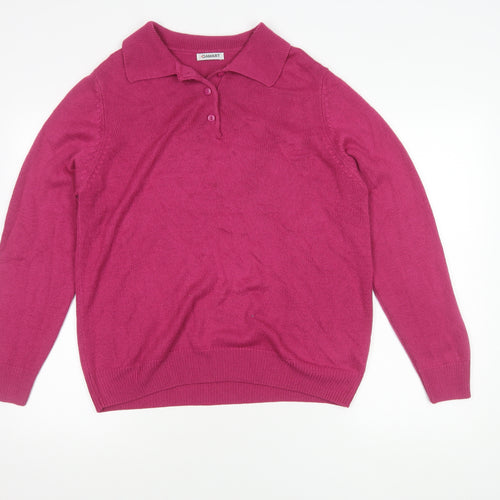 Damart Women's Pink Wool Polo Shirt, Size 14