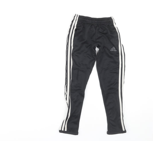 Adidas Boys Black Jogger Trousers - Size 7 Years