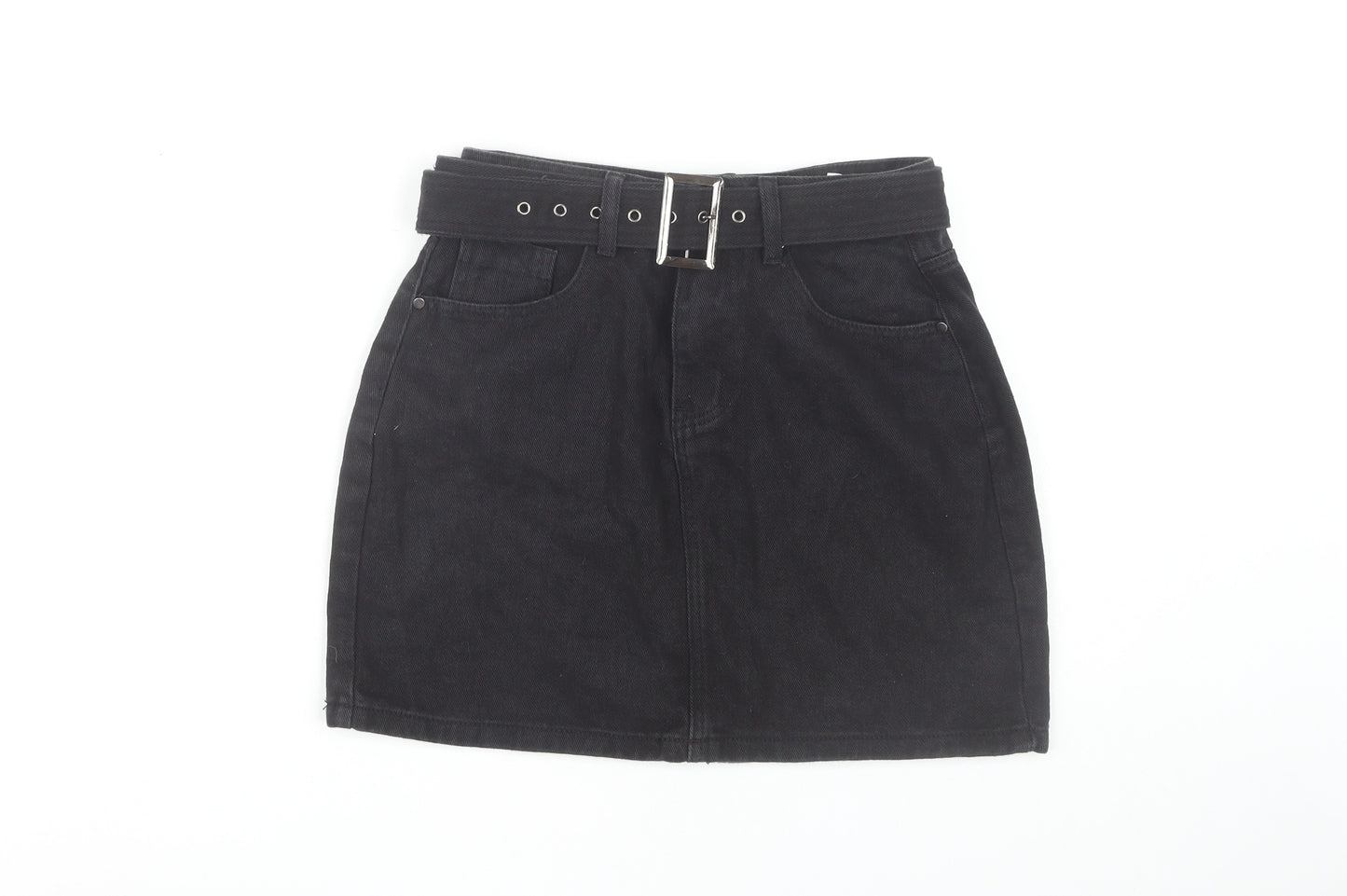 PrettyLittleThing Women's Black Denim Skirt, UK 10