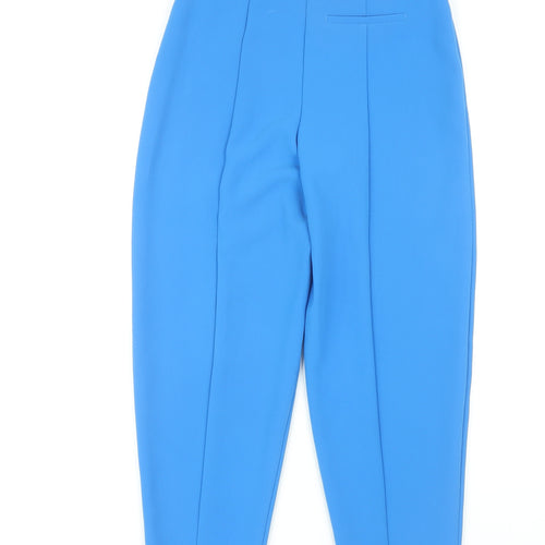 Topshop Blue Belted Tapered Trousers, Size 6