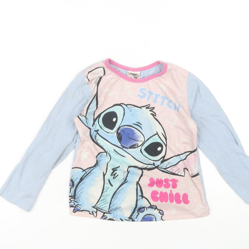 Disney Girls Stitch T-Shirt 5-6 Years Pink Blue Pullover