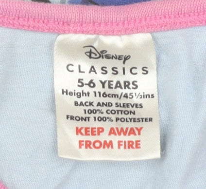 Disney Girls Stitch T-Shirt 5-6 Years Pink Blue Pullover