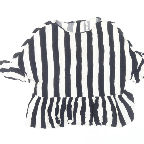 Zara Women's Black and White Striped Blouse XS