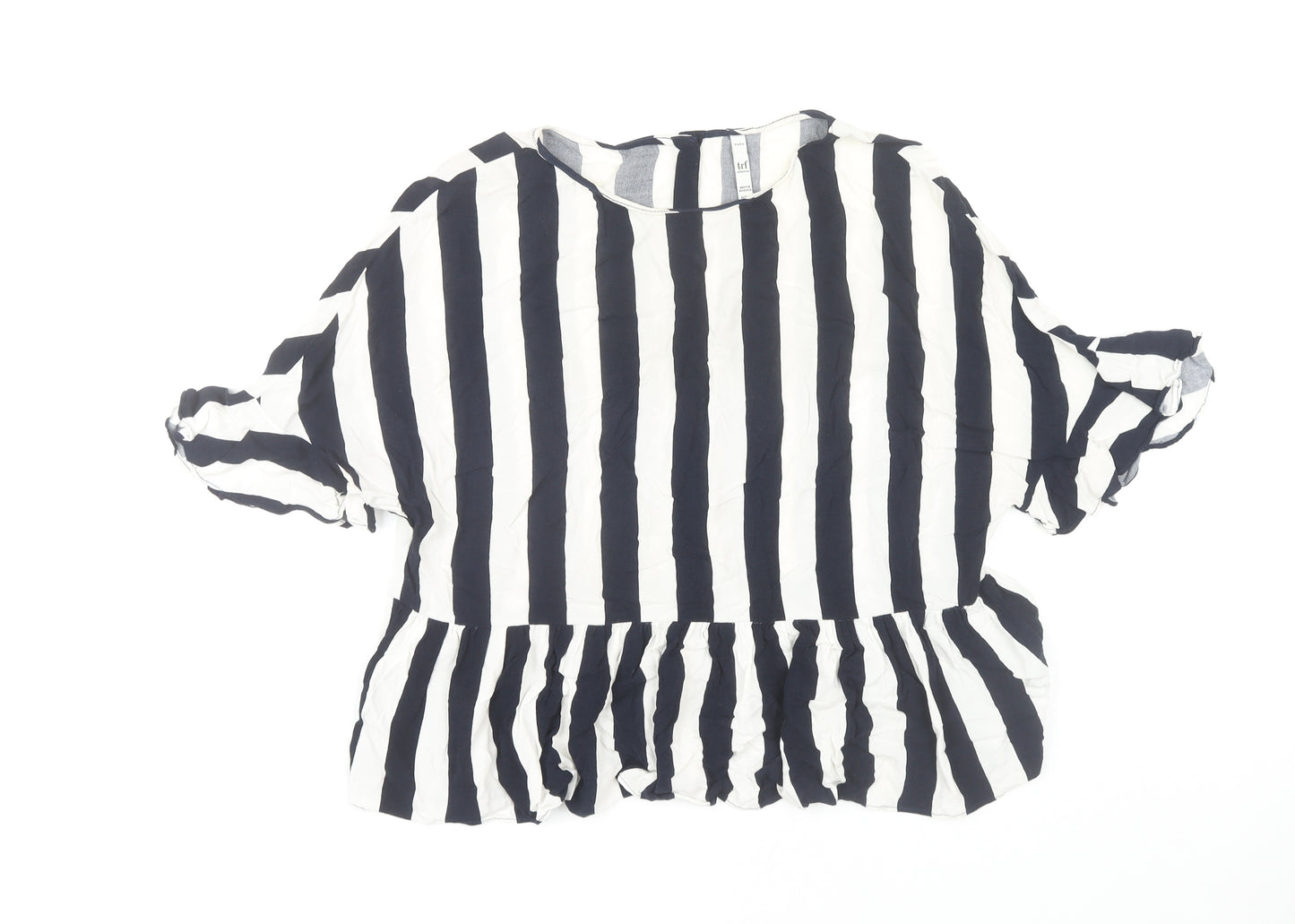 Zara Women's Black and White Striped Blouse XS