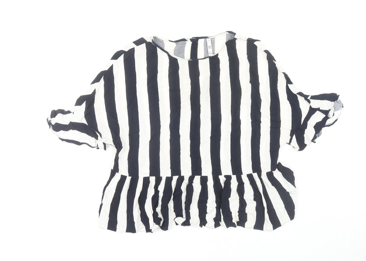 Zara Women's Black and White Striped Blouse XS