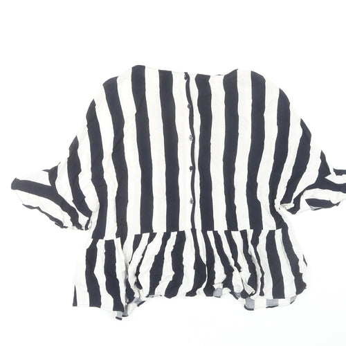Zara Women's Black and White Striped Blouse XS