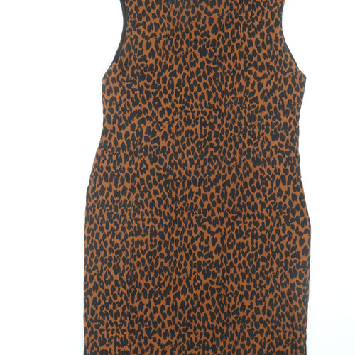 Dorothy Perkins Women's Brown Leopard Print Sheath Dress