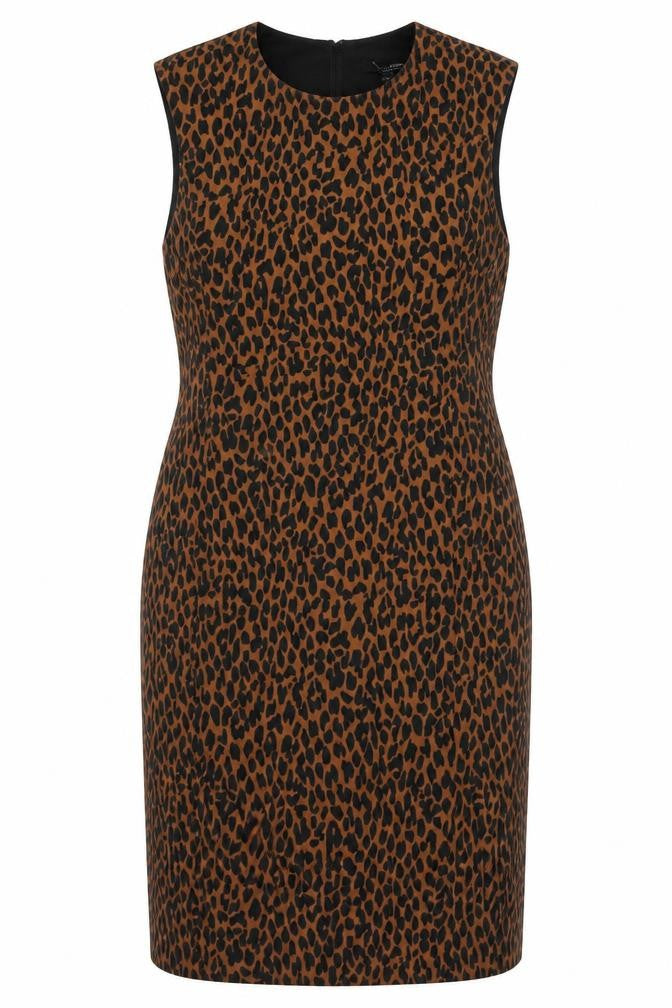 Front view of Dorothy Perkins Women's Brown Leopard Print Sheath Dress