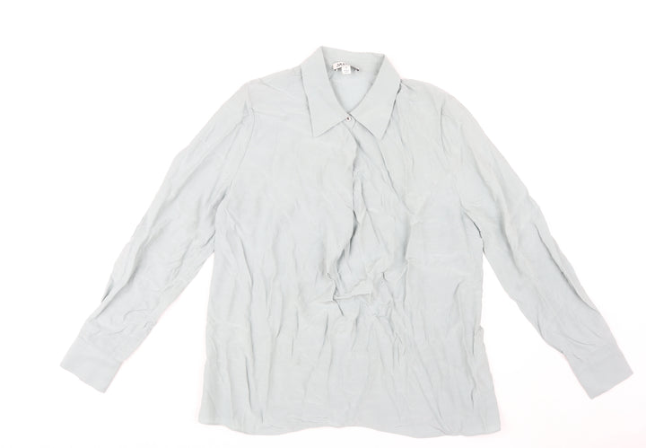 Jaeger Women's Grey Button-Up Shirt Size 10