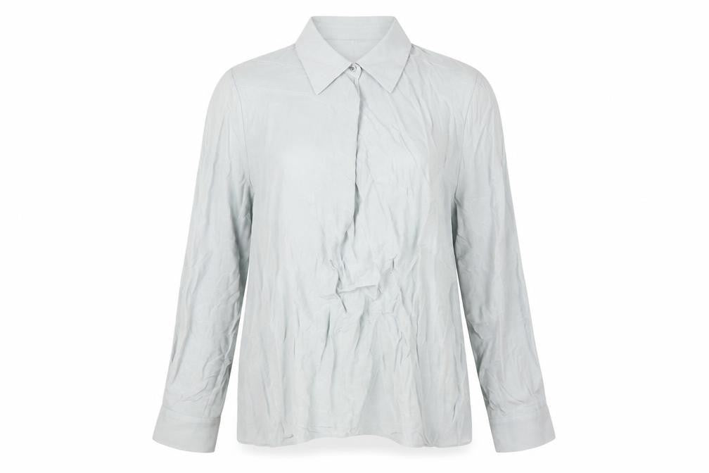 Front view of Jaeger Women's Grey Button-Up Shirt, size 10