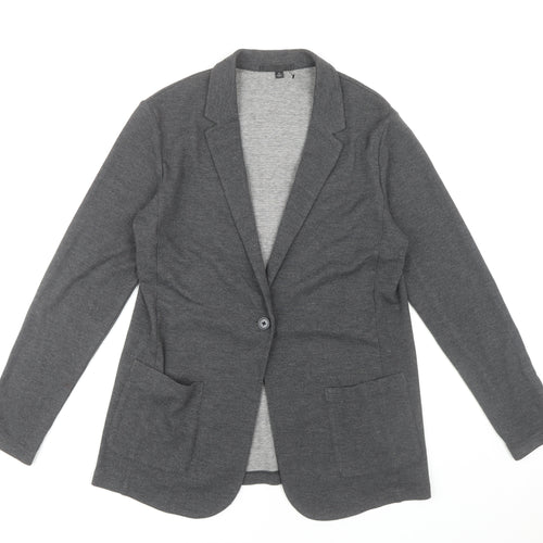Uniqlo Women's Grey Blazer M Casual Knit Acrylic Viscose